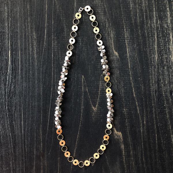 Asymmetry Necklace With Gold and Silver