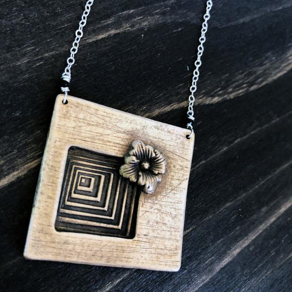 Geometric Abstract Square Pendant Necklace picture