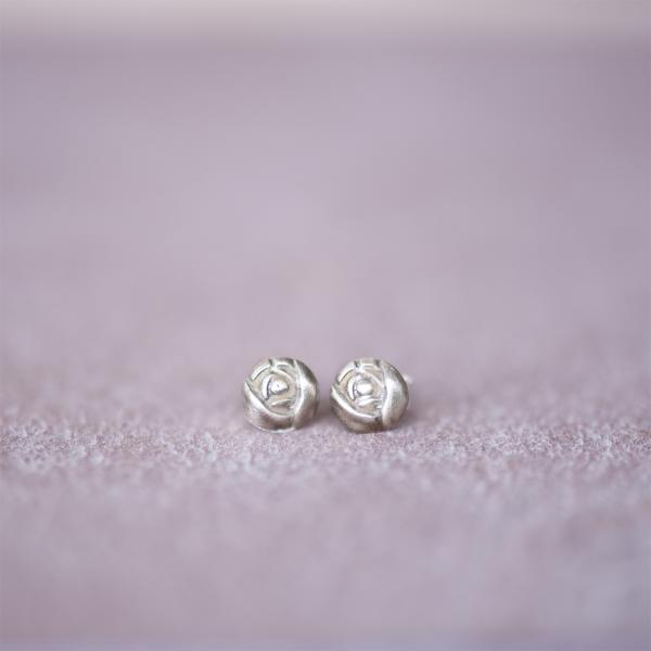 Bronze Rose Bud Stud Earrings