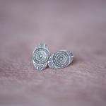 Silver Moroccan Sundial Stud Earrings