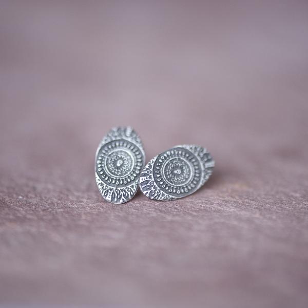 Silver Moroccan Sundial Stud Earrings picture