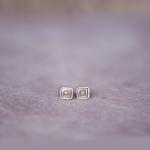 Bronze Artisan Geometric Square Stud Earrings.