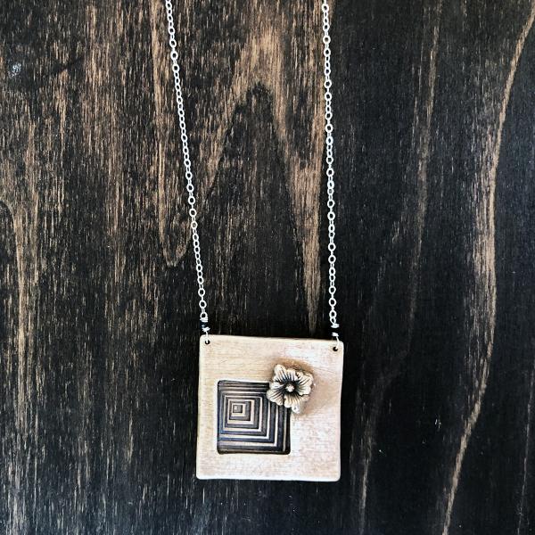 Geometric Abstract Square Pendant Necklace
