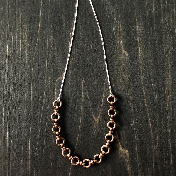 Bold Copper and Silver Chain Layering Necklace