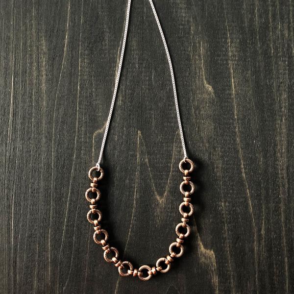 Bold Copper and Silver Chain Layering Necklace picture