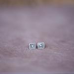 Silver Artisan Geometric Square Stud Earrings.