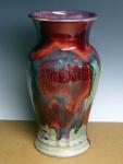 Red multi colored vase