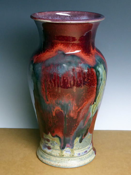 Red multi colored vase picture