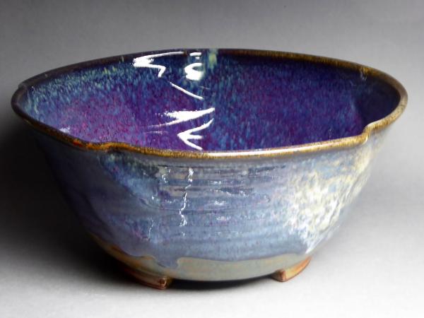 Altered shape serving bowl, purple WB glaze picture