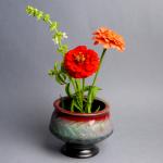 Red and Turquoise Ikebana Vase