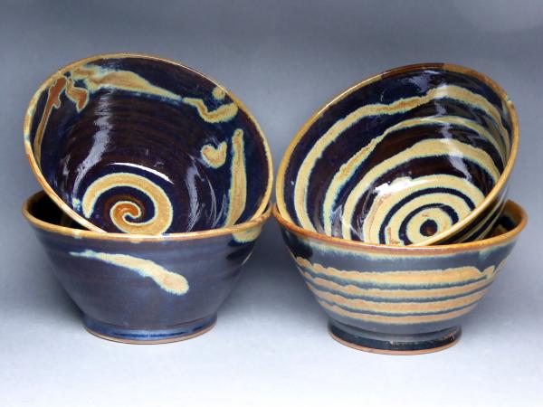 Grey blue and gold rice bowls