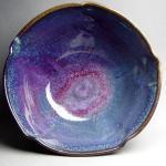 Altered shape serving bowl, purple WB glaze