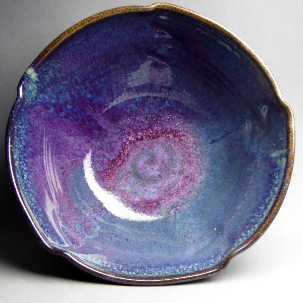 Altered shape serving bowl, purple WB glaze