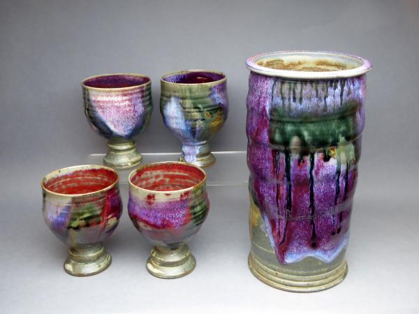 Wine set, purple multi color glaze picture