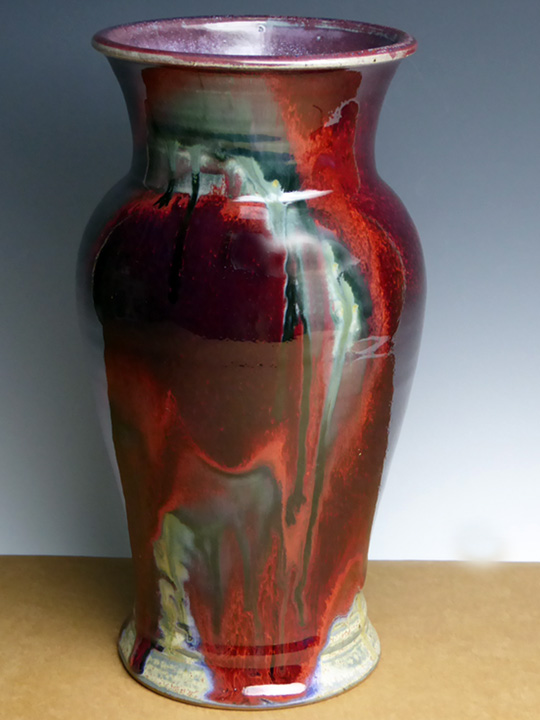 Red multi colored vase picture