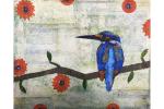 Fine Art Print of Original Mixed Media Collage “Kingfisher” 8” x 10”