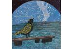 Fine Art Print of Original Paper Collage “Celestial Bird 1” 8” x 8”