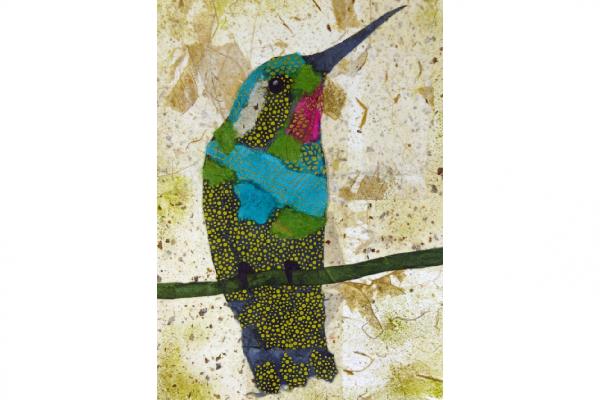 Hummingbird Fine Art Print of Original Paper Collage 5” x 7” picture