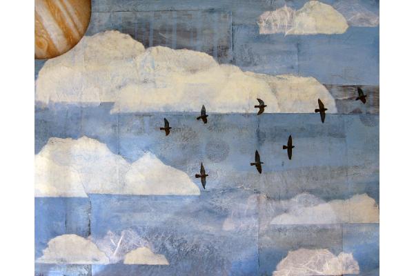 Fine Art Print of Original Mixed Media Collage “Flying Home” 8” x 10” picture