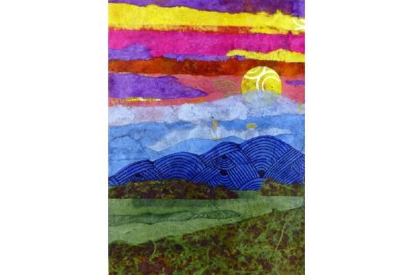 Fine Art Print of Original Paper Collage “Sunrise” 5” x 7” picture