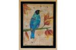 Original Framed Mixed Media Collage on 5&rdquo; x 7&rdquo; Canvas Green Honeycreeper