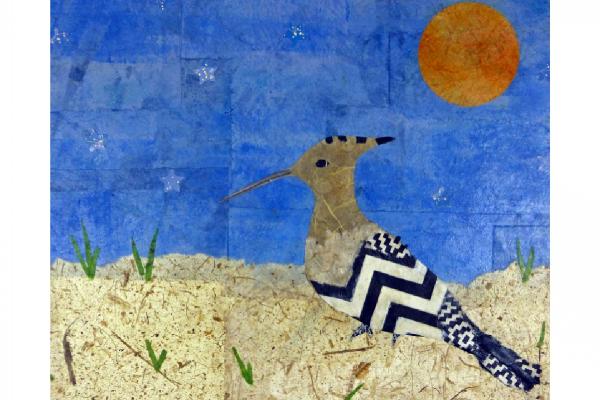 Fine Art Print of Original Mixed Media Collage Hoopoe Bird 8” x 10” picture