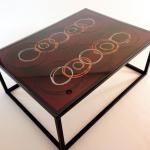 Coffee Table with Circles on Red