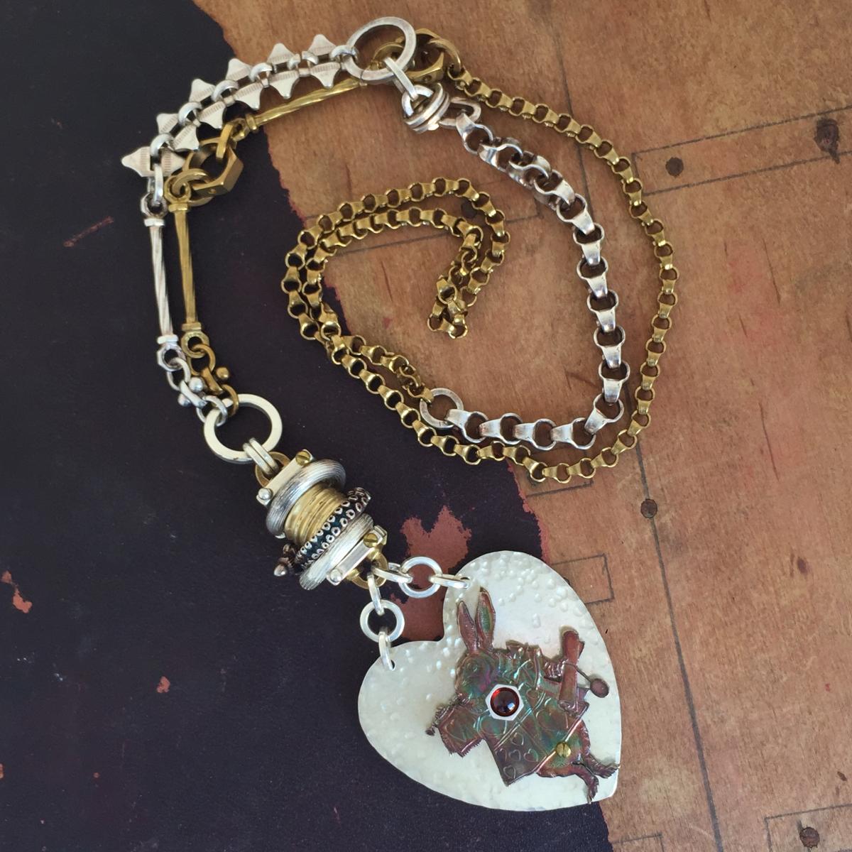 White Rabbit Cluster Heart Necklace picture