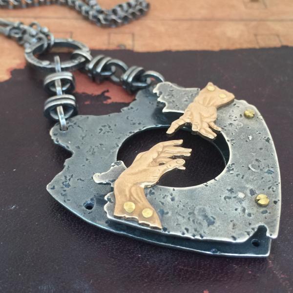 Hand of God Distressed Heart Necklace picture