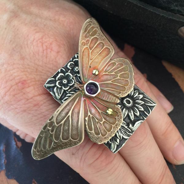 Butterfly Floral Ring - Adjustable picture