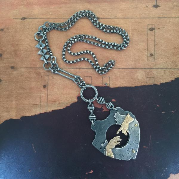 Hand of God Distressed Heart Necklace picture