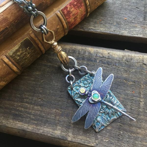 Dragonfly Floral Plate Necklace picture