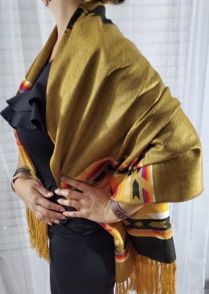 Gold and Black Reversible Color Shawl