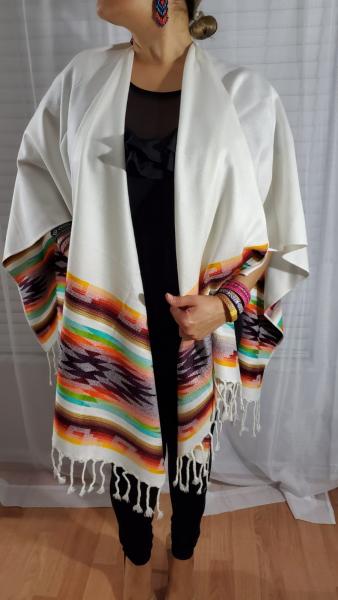 White Tribal Poncho picture