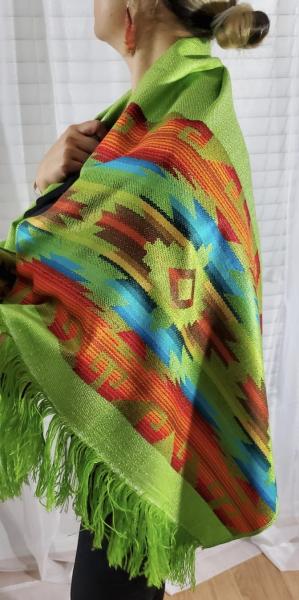 Lime Green and Beige Reversible Color Shawl picture