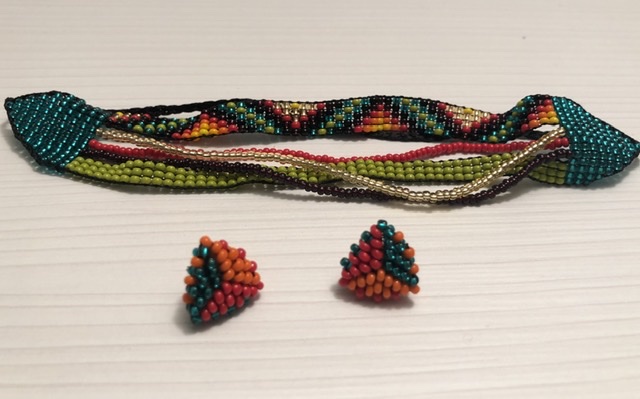 Set of 3 pieces Chaquira Necklace with Bracelet and earrings picture