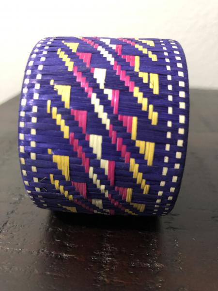 Wide Purple/ Yellow tribal design Caña Flecha Bracelet picture