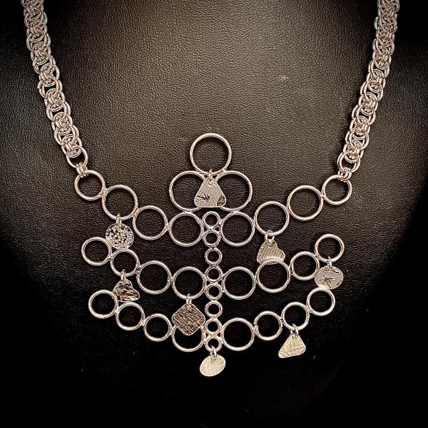 Silver Necklace with Circles Galore