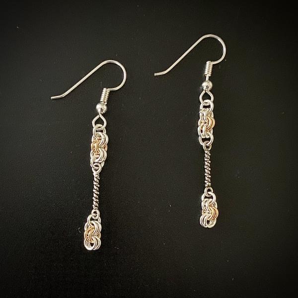 Silver and Gold Enhanced Chain Maille Earrings