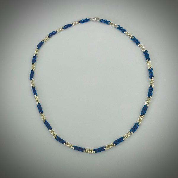Blue and Silver Chain Maille Necklace picture
