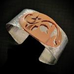 Floral Copper on Silver Cuff