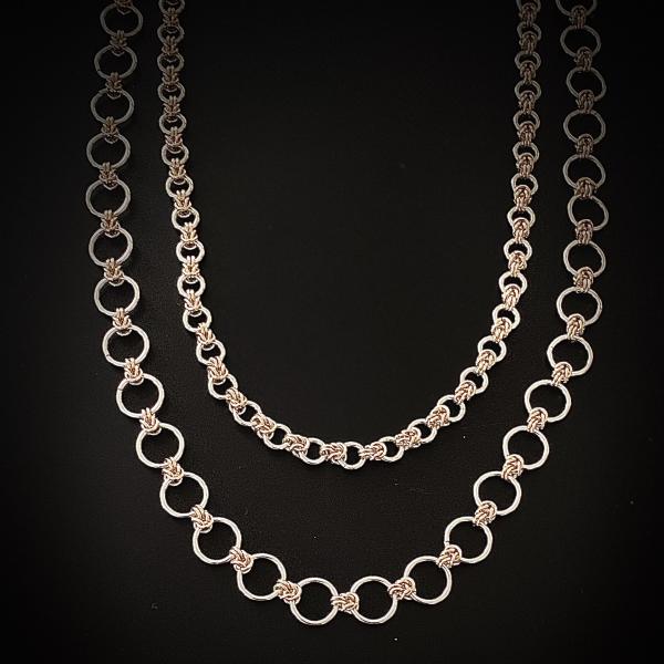 Changeable one to three strand chain maille necklace picture