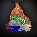 Dual Swans in Pond Pendant