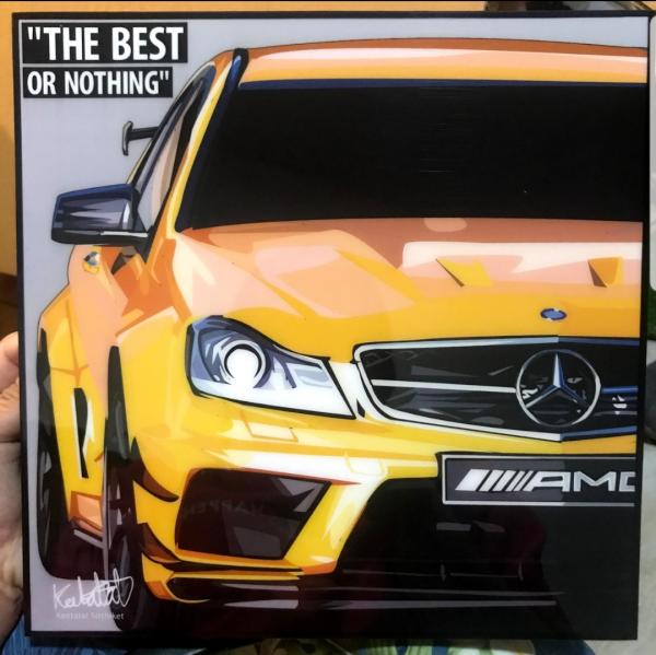 Yellow Benz C63 AMG