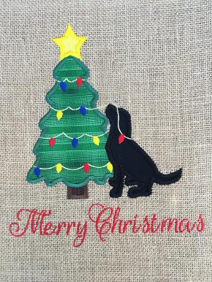 Dog with Christmas Tree Yard Flag picture