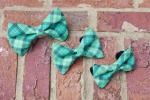 Green Plaid Dog Bow Tie