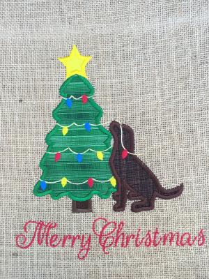 Dog with Christmas Tree Yard Flag picture