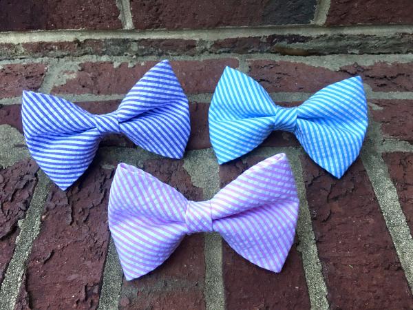 Large Seersucker Dog Bow Tie