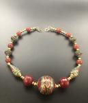 Painted Center Bead with Carnelian