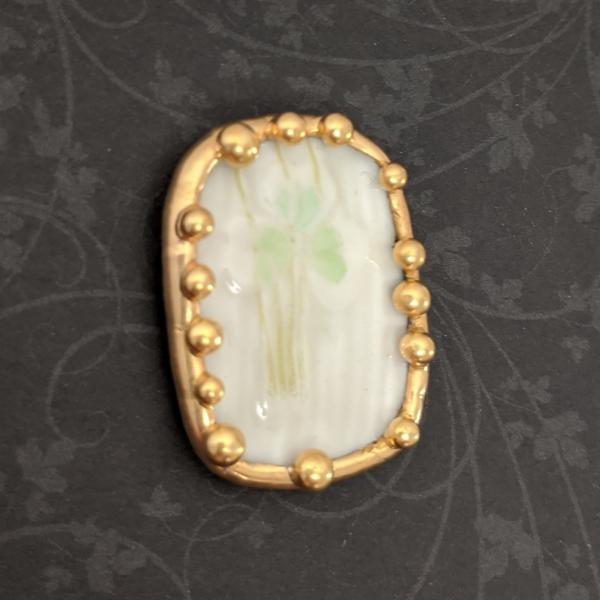 Vintage Irish Belleek Shard Pin/Pendant - 24K Gold picture